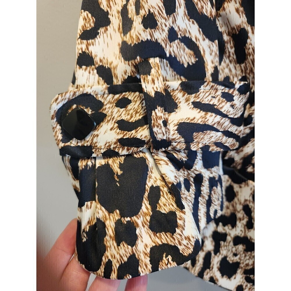 Clara Sun Woo Womens Jacket Animal Print Cropped Sz S Ruffle Sleeve Collared - Picture 3 of 14